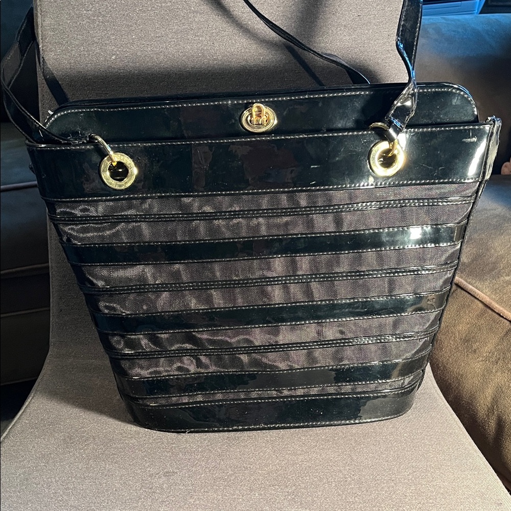 Vintage Black Women's patent leather Tote Bag